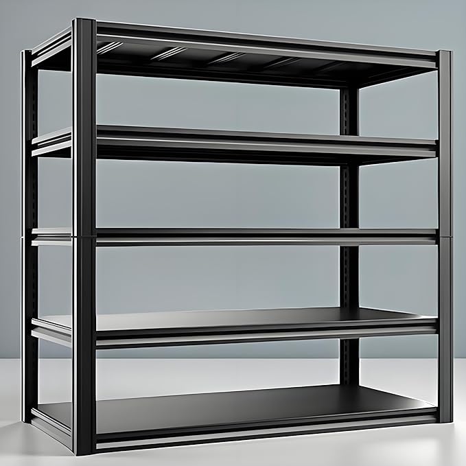 Storage Shelving Unit Adjustable Heavy Duty Garage Shelves Metal Organizer Utility Rack for Kitchen Pantry Basement Pantry Warehouse Laundry Black 2750LBS 72" H x 35" W x 15.8" D 5-Tier