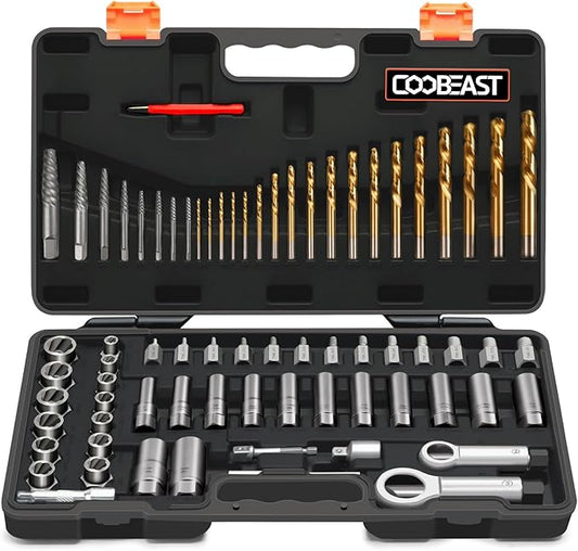 72pcs Bolt Extractor Kit for Men's Gift, Easy Out Screw Extractor Set, Lug Nut Removal Tool with Left Hand Drill Bit Set for Removing Damaged, Frozen, Rusted, Rounded-Off Bolts, Nuts & Screws