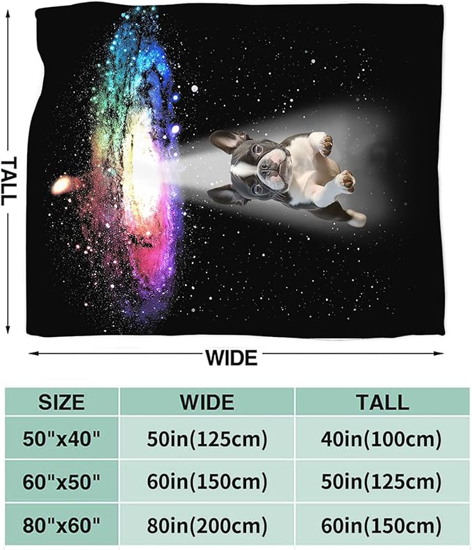 Dynova Boston Terrier Blanket Dog Lovers Gifts Cozy Plush Galaxy Funny Bulldog Throw Blankets Fuzzy Flannel Fleece for Girls Boys Women Men 60"X50"