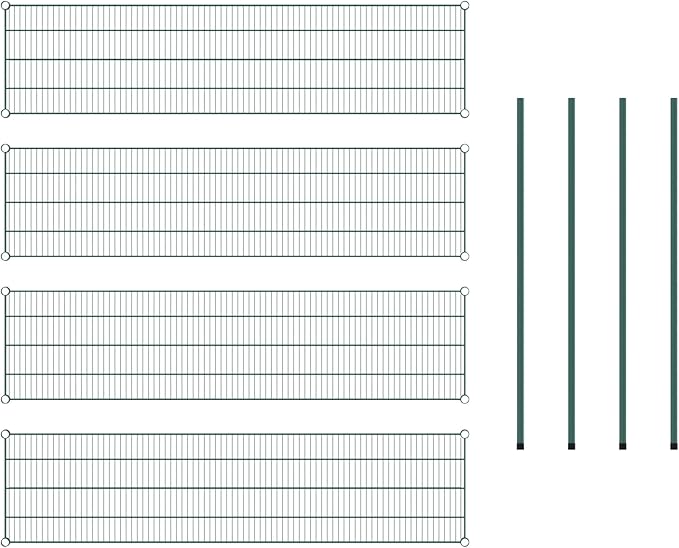 Commercial NSF Listed Green Epoxy Stationary Wire Shelving Kit 18" x 72" x 54", with 4 Shelves Perfect for Warehouse, Walk-in Refrigerator, Freezer, Grocery Store, Restaurant, Dishroom