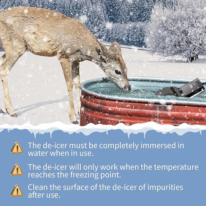 250 Watt Bird Bath De-Icer with Thermostat, Cast Aluminum Submersible Chicken Water Heater, Heated Bird Bath, Power Cord 9.8 Ft