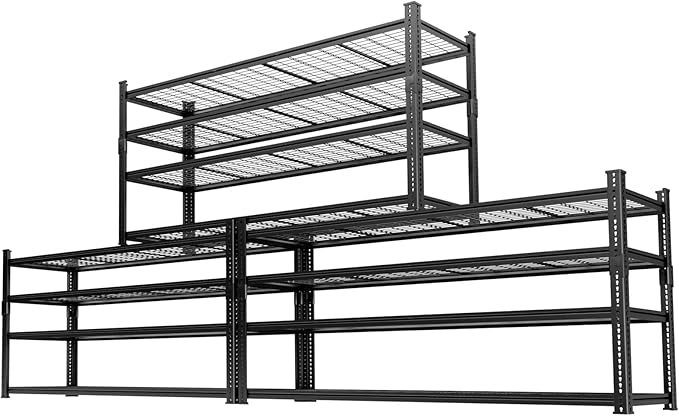 Storage Shelves Heavy Duty 3 PCS, 60"L x 24"W x 60"H Garage Wire Shelving Unit Loads 2640LBS, 4-tier Adjustable Metal Industrial Utility Shelf Rack for Kitchen, Laundry, Pantry, Warehouse, Basement