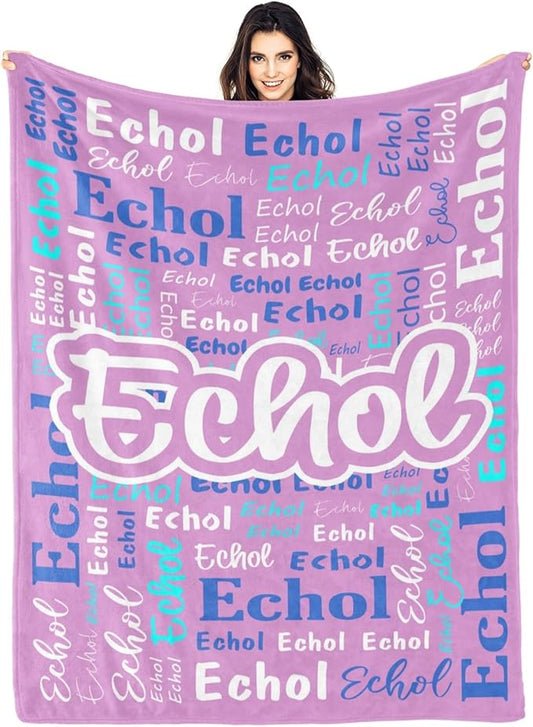 Custom Blanket with Name Personalized Blankets for Kids Adult Boys Girls Flannel Monogrammed Customized Blankets Throw (60''x80'')