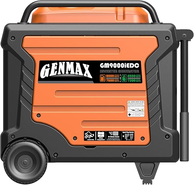 GENMAX Portable Generator, 9000W Super QuietDual Fuel Portable Engine with Parallel Capability, Remote/Electric Start, Ideal for Home backup power.EPA &CARB Compliant (GM9000iEDC)
