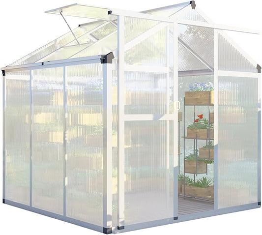 CQZY 6x6 FT Aluminum Greenhouse for Outside,Silver