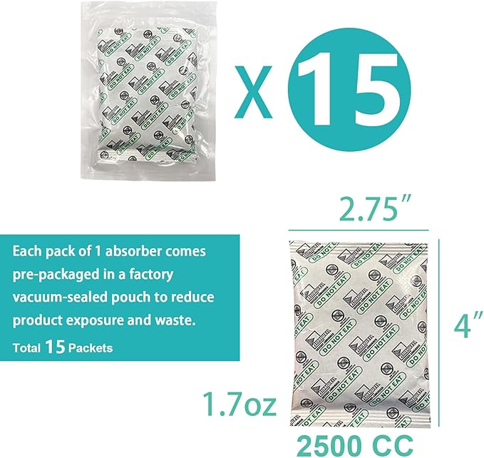 15PCS 5 Gallon Mylar Bags with 2500CC Oxygen Absorbers & Labels, 10.5 Mil Thick 17"x 27" Vacuum Sealer Bags Heat Sealable Bag for Long Term Food Storage