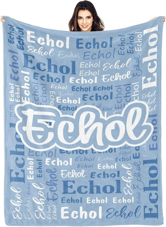 Custom Blanket with Name Personalized Blankets for Kids Adult Boys Girls Flannel Monogrammed Customized Blankets Throw (40''x50'')