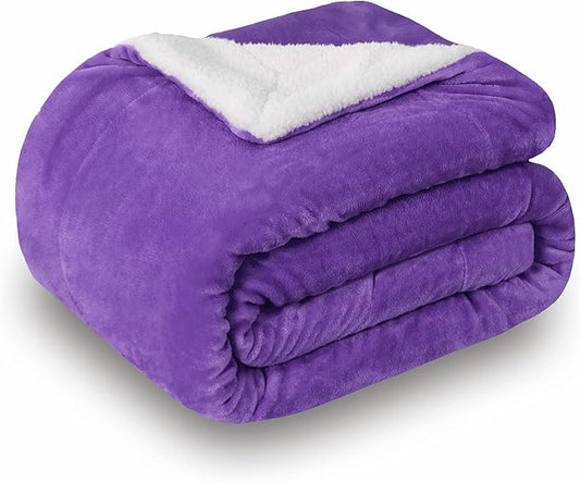 SOCHOW Sherpa Fleece Throw Blanket, Double-Sided Super Soft Luxurious Plush Blanket Throw Size, Purple, 50x60 inches