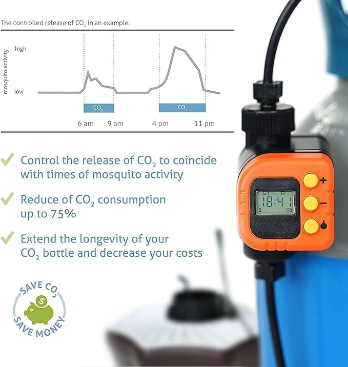 Biogents BG-Mosquitaire CO2 Timer for Mosquito Traps – Adjustable Timer for CO2 Release – Enhances Mosquito Catch Rate – Ideal Accessory to Reduce CO2 Consumption - Manage Multiple Traps Together