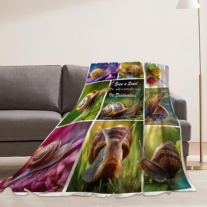 Snail Blanket Snail Lover Throw Blankets Gifts for Girls Boys Kids Soft Cozy Fleece Plush for Couch Sofa Bed 80"x60"