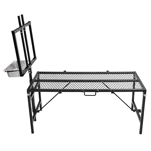 HECASA Sheep Milking Stand Livestock Feeder Rack Adjustable Headpiece w/Removable Feeding Tray Portable Farm Ranch Livestock Stand for Hoof Trimming Shearing Grooming Grooming (Black)