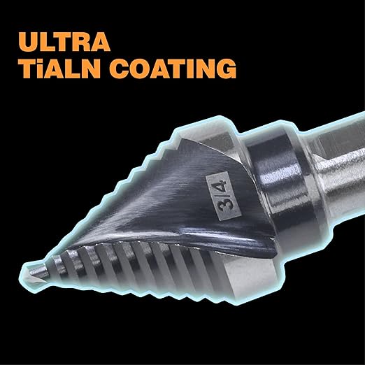 M35 HSS 3/4 Inch Step Drill Bit, Single Size Unibit with Double Spiral Flutes for Drilling Small Holes on Stainless Steel, Metal, Wood, Plastic