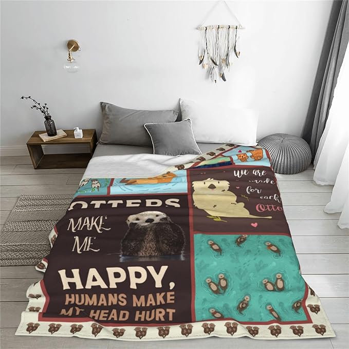 Sea Otter Blanket Otter Decor Throw Blanket Super Warm Soft Plush Lightweight Fleece Flannel Animals Blanket Gifts for Girls Otter Lover Kids Baby Boys Women Men Adults for Sofa Couch Bedding 50"X60"