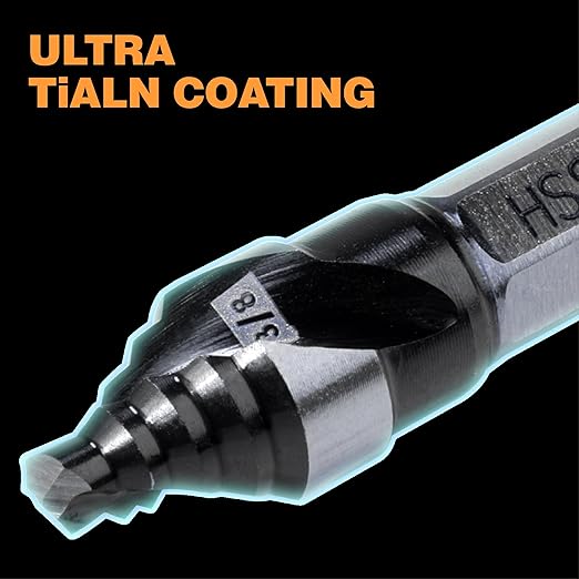 M35 HSS 3/8 Inch Step Drill Bit, Single Size Unibit with Double Spiral Flutes for Drilling Small Holes on Stainless Steel, Metal, Wood, Plastic
