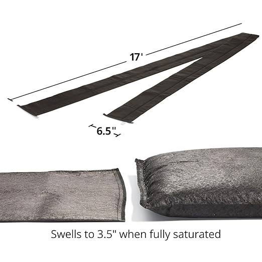 PIG Water Barrier | Sandless Sandbags for Flooding | 2 Pack | 17'L x 6.5"W x .25"H | Water Diverter | PM50418