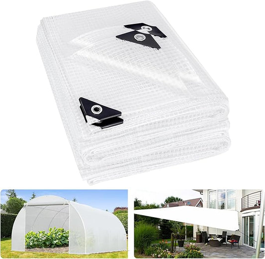 16 Mil Heavy Duty Clear Greenhouse Tarp, 20x30FT Waterproof Clear Tarps with Grommets, UV Resistant Greenhouse Replacement Poly Cover, for Gardening, Farming, Chicken Coops, Canopy,Outdoor