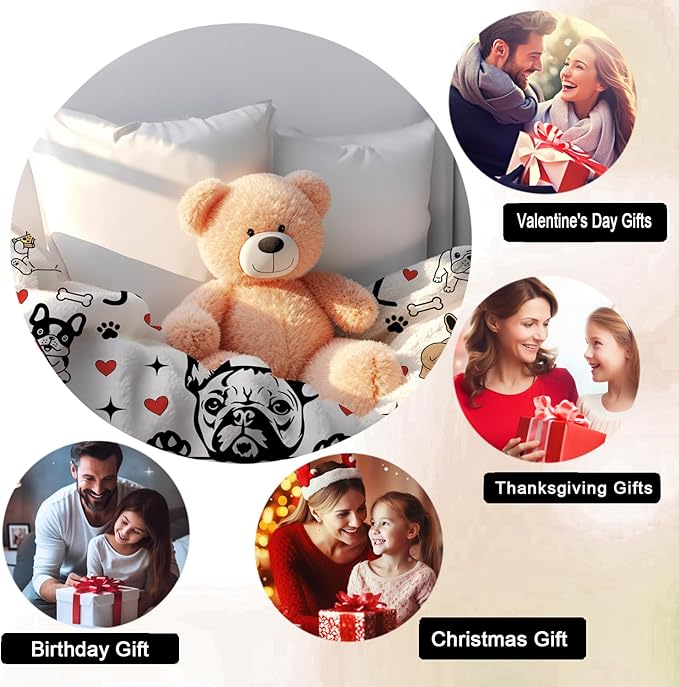 Funny French Bulldog Blanket Gifts for Women French Bulldog Lovers,Flannel Animal Stuff Pet Dog Throw Blanket Birthday for Girls Kids Men Adults 60"X50"