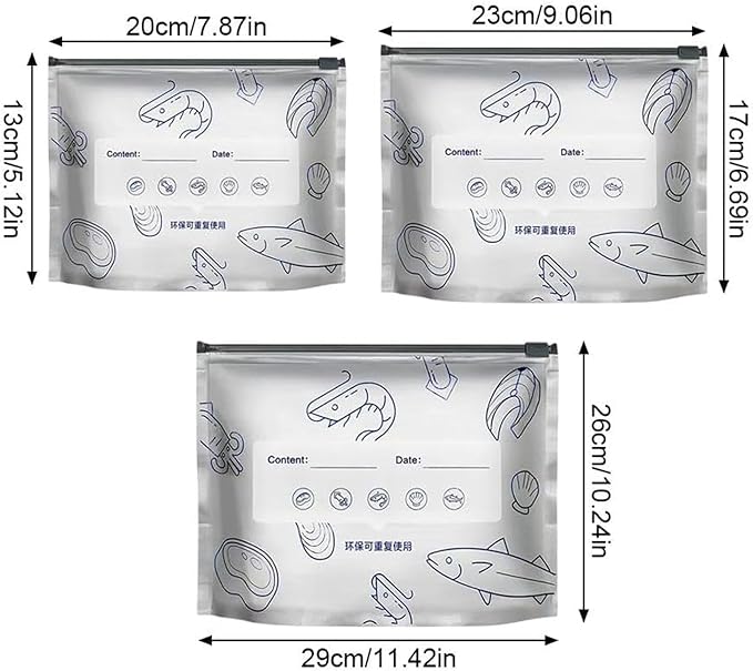30 Pcs Reusable Aluminum Foil Sealable Storage Bags, 2025 New Resealable Vacuum Zipper Pouches for Food, Stand Up Foil Sealable Bags with Label and Zip Lock for Vegetable Fruit Meat (3 Size)