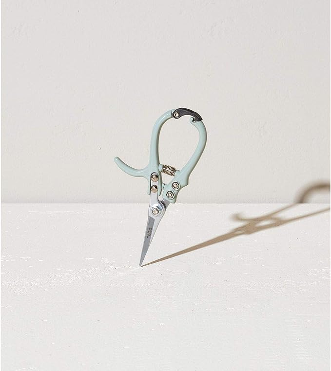 Modern Sprout Pruning Shears, Herb Snipping Scissors, Lightweight Gardening Tools W/Easy Lock, Flower Cutter Garden Shears, Carbon Steel Blade + Reusable Holster (Green, 1-Pack)