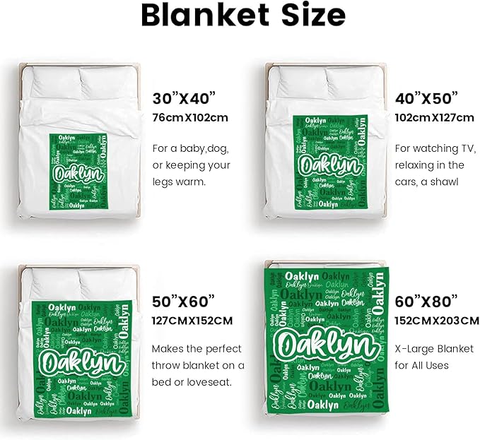 Custom Blanket with Name Personalized Blankets for Kids Adult Boys Girls Flannel Monogrammed Customized Blankets Throw (40''x50'')