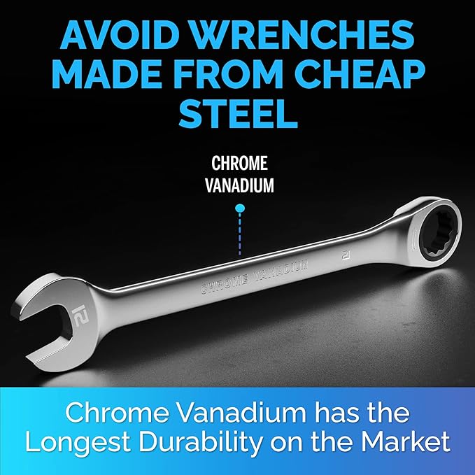 TOOLGUARDS 21mm Wrench - Ratcheting Wrench - Slim Profile - Ratchet Wrench - 100% Lifetime Satisfaction Guarantee