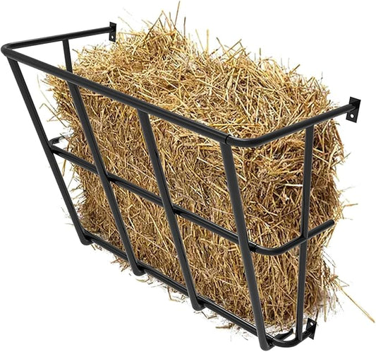 Hay Feeder Goat, 18 Gallon Multiple Sided Goat Hay Rack, Heavy Duty Iron Wall Hay Rack for Sheep with Detachable Grain Tray, Effortless Installation in Farm, Yield