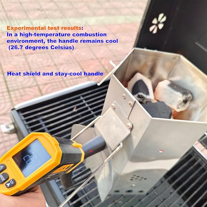 Larger Charcoal Chimney Starter with 30Pcs Fire Starter for Quickly Lighting BBQ Coals, Stainless Steel Chimney Starter Charcoal Grill Accessory with Heat Resistant Bakelite Handle