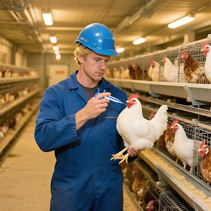 2Pcs 10ML Livestock Syringe, Reusable Adjustable Goat Drench Syringe, with 1 Drench Nozzle 10 Needles, Suitable for Small Poultry And Birds Such As Chickens, Ducks, Cats, Dogs, Etc