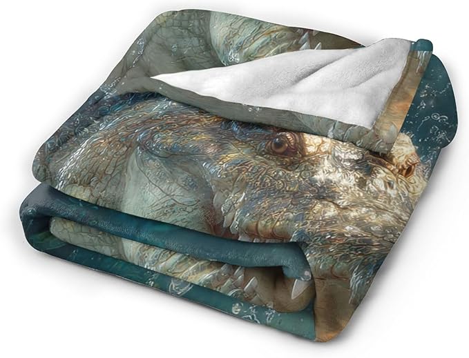 Crocodile Throw Blanket Alligator Blankets Aviation Traver Fleece Plush Super Soft Cozy Warm Lightweight Animal Decor Gifts for Boys Girls Kids Adults Men Women 40" x 50"