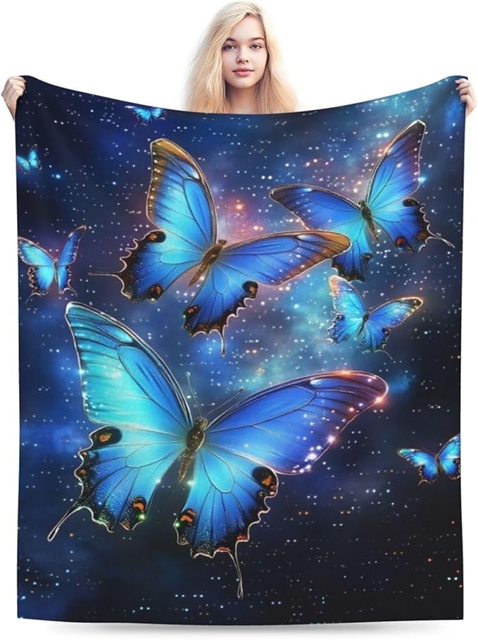 Butterfly Blanket Butterflies Blankets Fleece Plush Flannel Super Soft Cozy Fuzzy Warm Lightweight Stuff Butterfly Decor Gifts for Boys Girls Kids Adults Men Women 60" x 80"