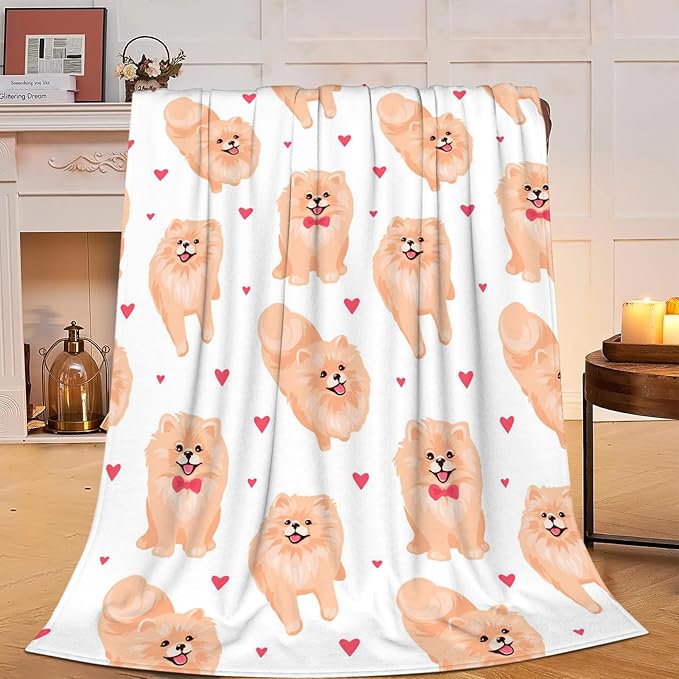Pomeranian Super Cozy Soft Throw Blanket - Warm Plush Fluffy Dog Stuff Gifts for Women Girls - Fleece Flannel Gift Blankets for Kids Adults 60"X50"