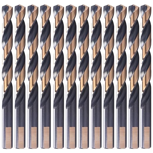 12 PCS, 9/32", Black and Gold, Drill Bits