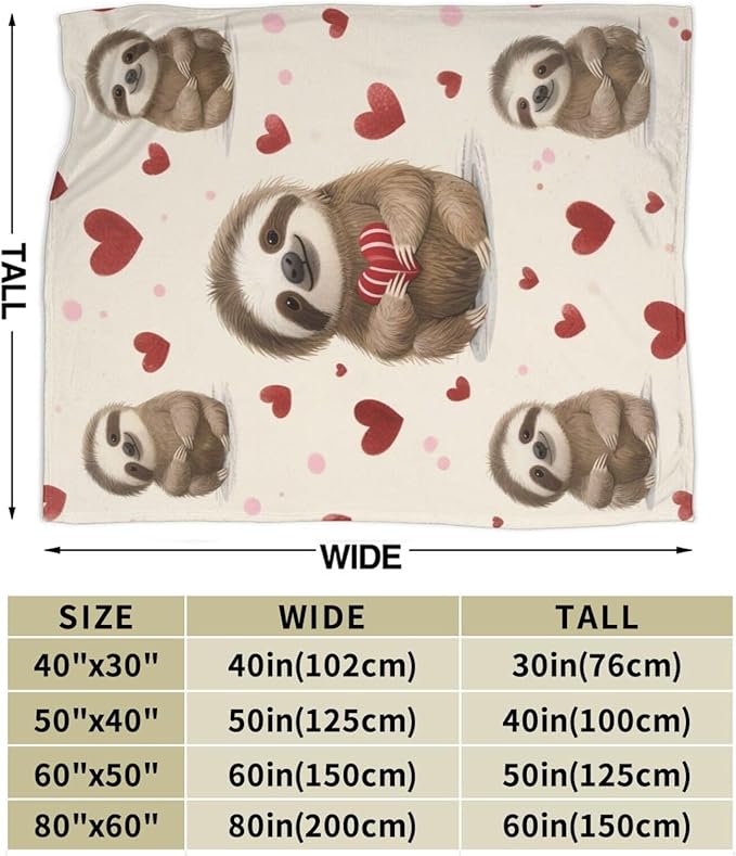 Sloth Blanket, Soft Plush Fleece Animal Throw Blanket - Cozy Warm Stuffed Blankets Bedding Sloth Gifts for Women Girls Kids Adults 60"X80"