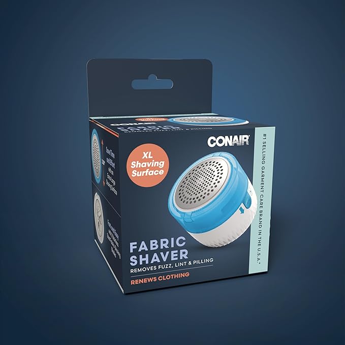 Conair Fabric Shaver, Lint Shaver for Clothing and Furniture Removes Lint, Fuzz, and Pilling, Fabric Pilling Remover with Extra-Large 2.25" Shaving Surface and 3 Stainless Steel Blades