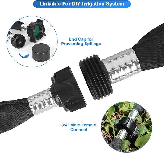 Flat Soaker Hose 50 FT,Drip Hose for Garden Beds Linkable Irrigation System Lightweight and Easy Watering for Tree Plant and Save 80% Water for You (50FT)