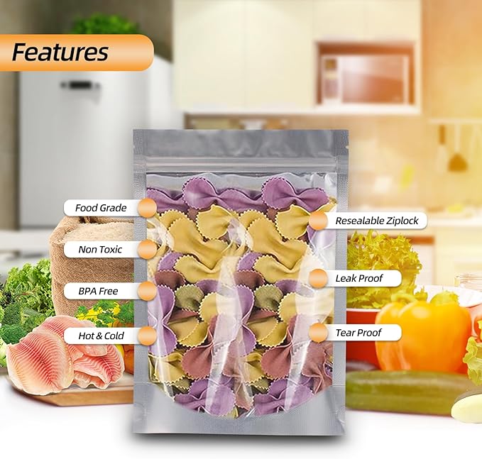 1/2 Pint 240 Packs Mylar Bags For Food Storage, 5"x 7" Mylar Bags With Window, Freeze Dried Candy Bags, Reusable Storage Bags For Food, Mylar Food Storage Bags for Long Term Food Storage