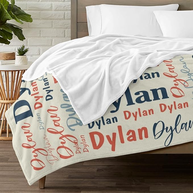 Custom Blanket with Name Personalized Blankets for Kids Adult Boys Girls Flannel Monogrammed Customized Blankets Throw (30''x40'')