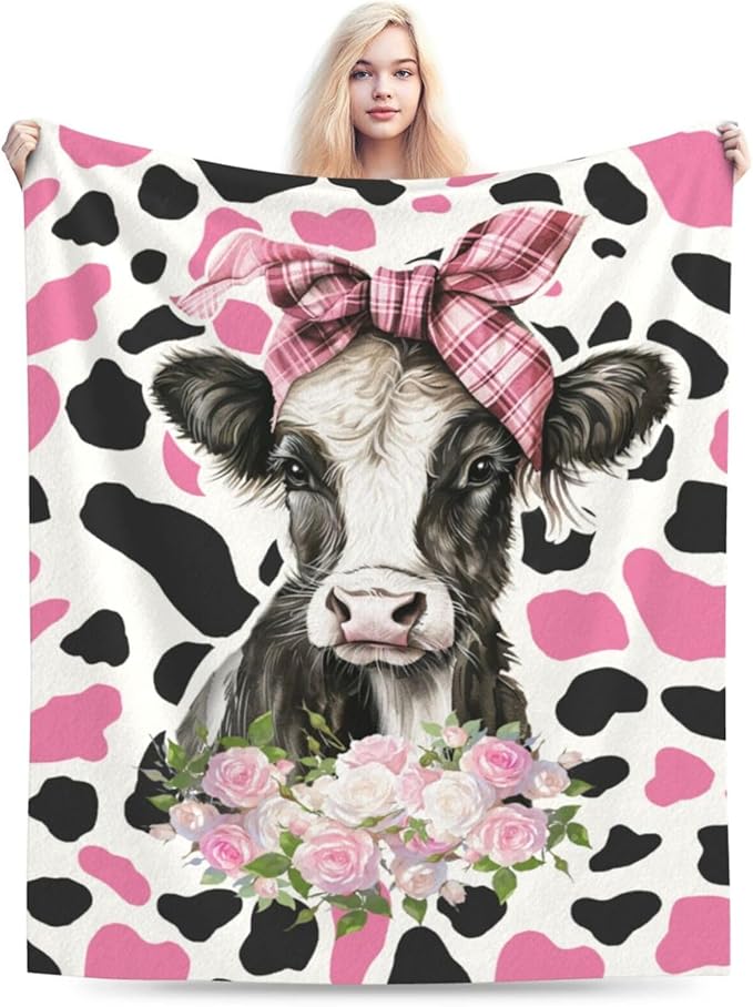 Cow Blanket Cows Throw Blanket Soft Warm Cozy Fuzzy Plush Cows Throw Blanket Gifts for Girls Women Cow Lightweight Fleece Flannel Gift Blankets for Kids Adults 50"X60"