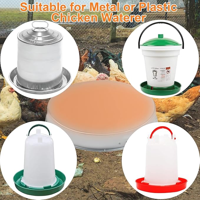 Poultry Chicken Water Heater: Chicken Water Heater Base for Winter, for Plastic/Metal Poultry Watere 11inch, Heated Waterer for Chickens 125W 2 Pack
