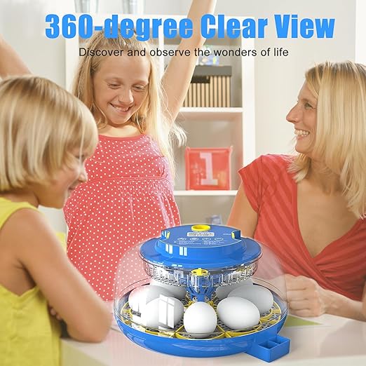 Incubators for Hatching Eggs, 18 Egg Incubator with Automatic Egg Turning and Humidity Control, 360° View Incubadora De Huevos De Gallina, Egg Candler, Incubator for Chicken Eggs, Ducks, Goose, Quail