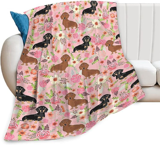 Tijuboni Dachshund Throw Blanket Dog Gifts for Girls Boys Women Men Kids Adults Soft Flannel Fleece Blanket for Couch Sofa Bed Home Decor 60"x80"