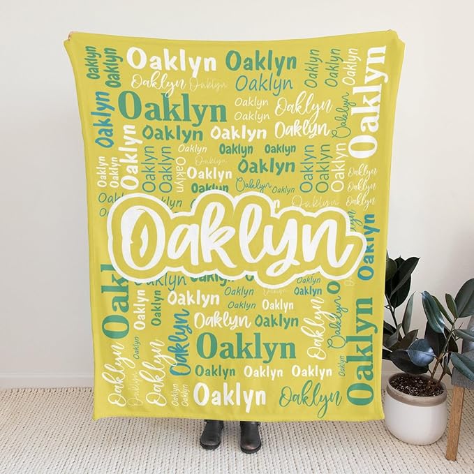 Custom Blanket with Name Personalized Blankets for Kids Adult Boys Girls Flannel Monogrammed Customized Blankets Throw (30''x40'')