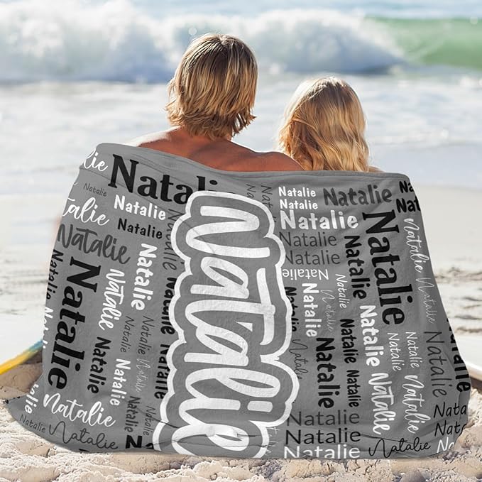 Custom Blanket with Name Personalized Blankets for Kids Adult Boys Girls Flannel Monogrammed Customized Blankets Throw (60''x80'')