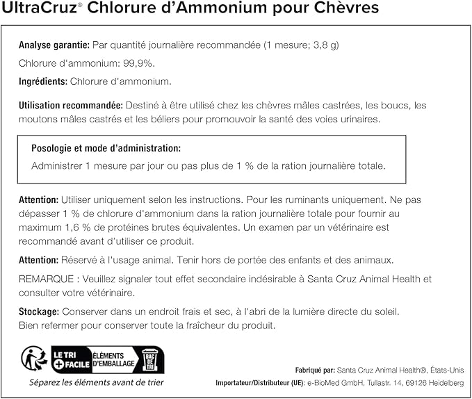 UltraCruz® Goat and Sheep Ammonium Chloride, 2.5 lb, 298 Day Supply