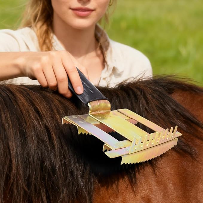 Horse Brush – Livestock Grooming Comb, Portable Equine Hair Tool | Efficient Mane Tail Cleaning Brush for Pet Cattle Horse Goat Sheep Stable Farm Outdoor Barn Care Daily Handling Equipment