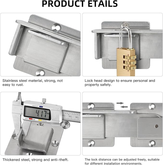 Flip Gate Latch with Padlock Hole,Stainless Steel gate Latch for Fence, Heavy Duty Double gate Latch for Wooden Fence,Swing and Sliding Open Gate,Barn Door, Shed, Vinyl Fence, Yard