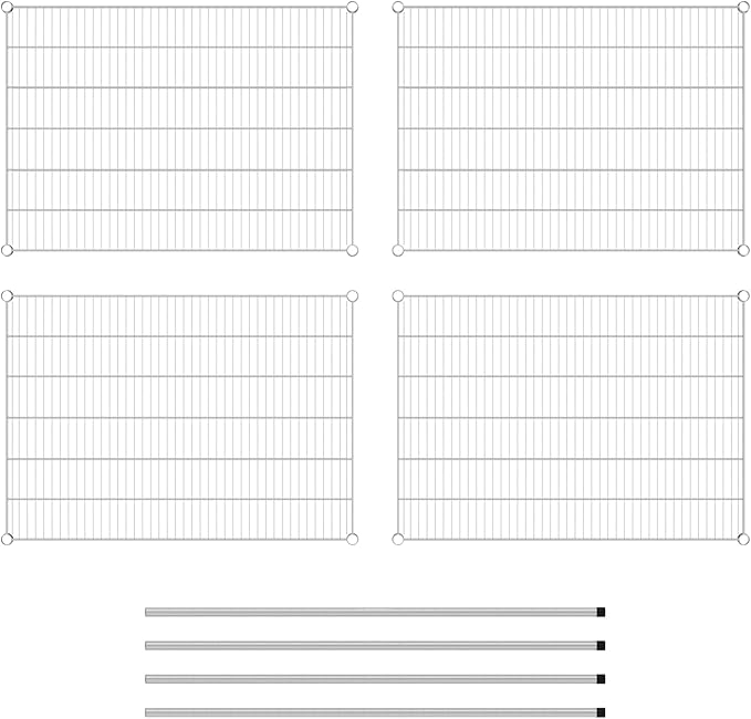 Commercial NSF Listed Chrome Stationary Wire Shelving Kit 30" x 42" x 54", with 4 Shelves Perfect for Warehouse, Walk-in Refrigerator, Freezer, Grocery Store, Restaurant, Dishroom