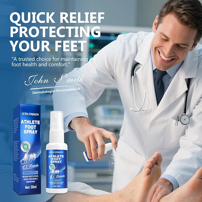 Athletes Foot Spray-Athletes Foot Treatment for Itchy, Sweaty & Uncomfortable Skin, Gently Soothes Feet, Toes & Groin Area | Deodorizing, 1.01 Fl.Oz