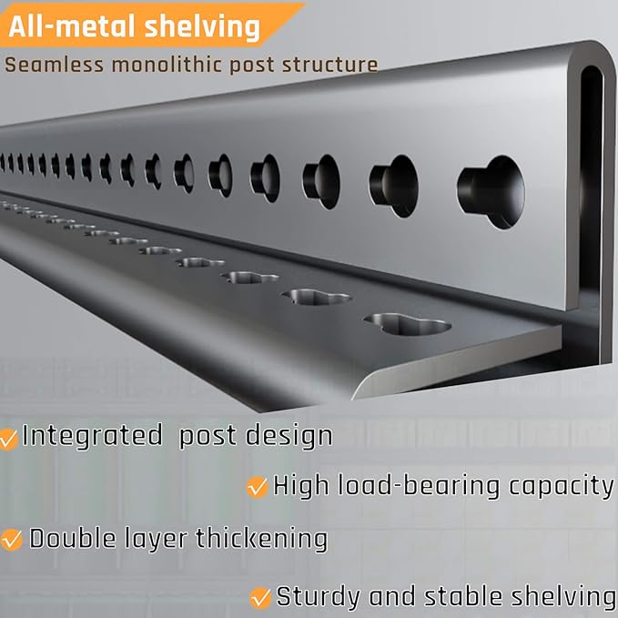 Storage Shelves, 77" W Garage Shelving Heavy Duty Metal Adjustable Garage Shelves, Shelving Units Industrial Shelving for Warehouse, 77" W x 24" D x 72" H,Black