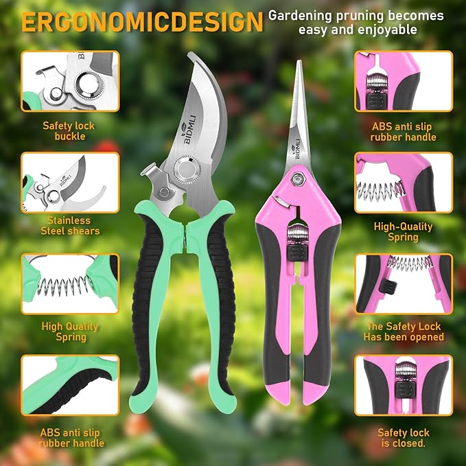 4-Pack Multifunctional Garden Scissors Set-Stainless Steel Pruning &Floral Shears with One-Piece Handle Blades for Tree Pruning, Flower Trimming, and Fruit Picking Tasks at Home&Garden Tool.